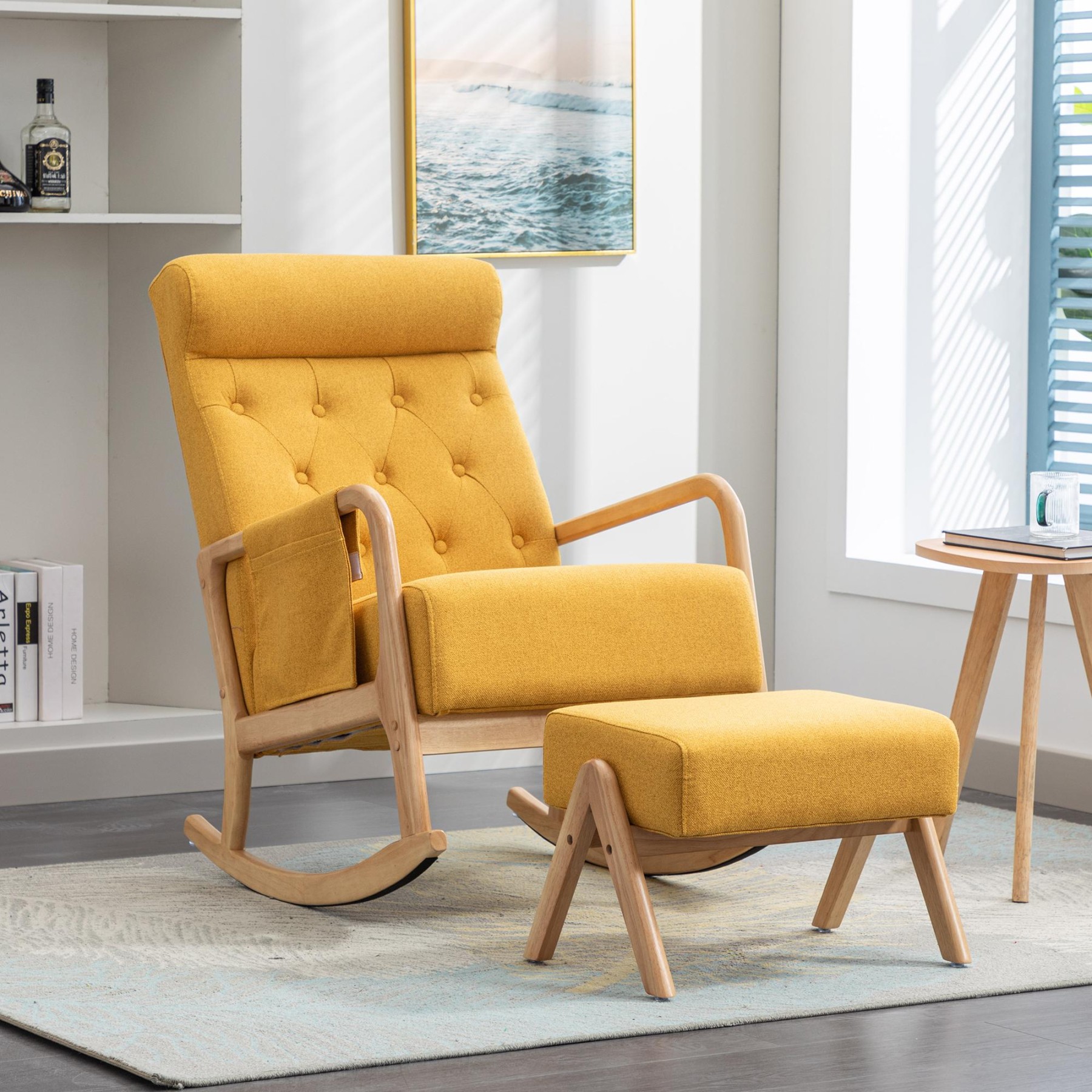 Sessel – bequemer Schaukelstuhl für das Wohnzimmer mit Fußstütze